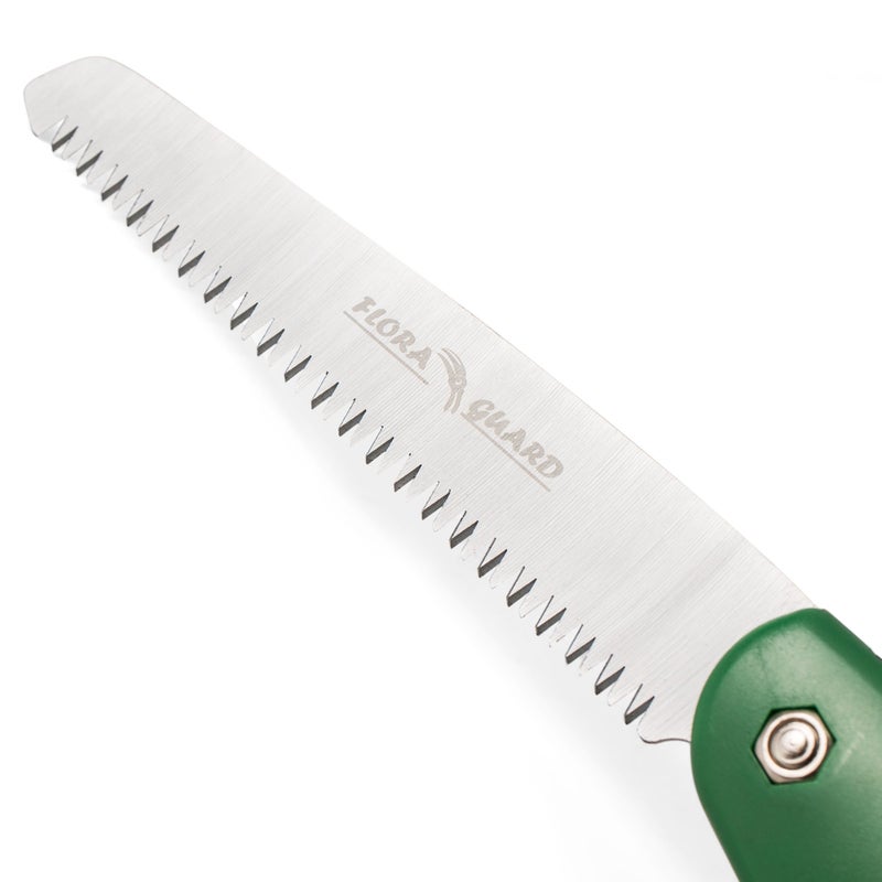 FLORA GUARD 7.7-Inch Folding Hand Saw, Pruning Saw with Trible-Cut Razor Teeth for Wood Cutting, Tree Trimming, Professional Camping Gardening Tools (Green) - Image 2